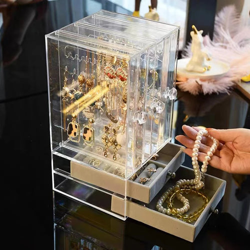 Clear Jewelry Display Case with Drawers – Vintage Style Organizer