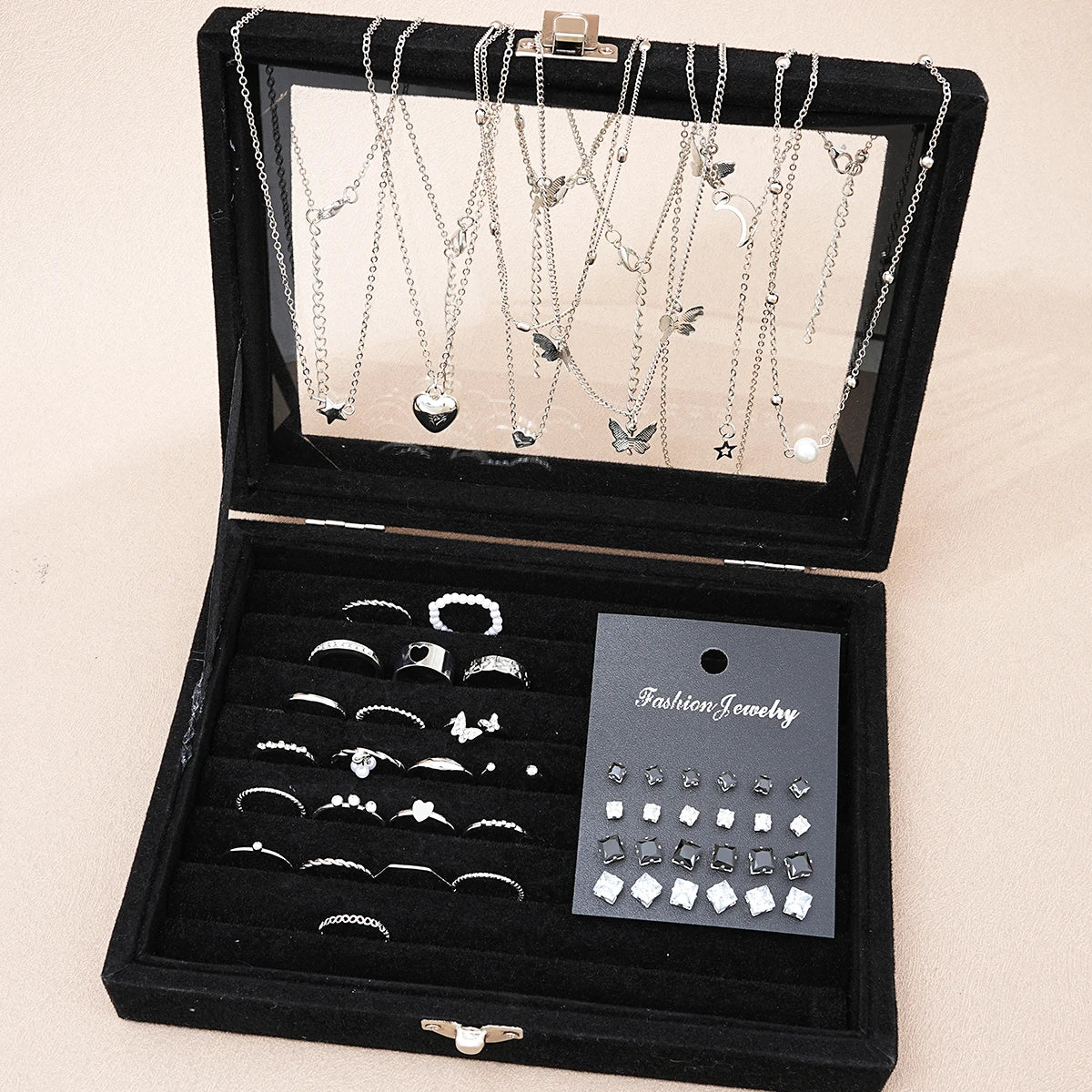 51-Piece Silver Chic Jewelry Set for Women ✨🦋