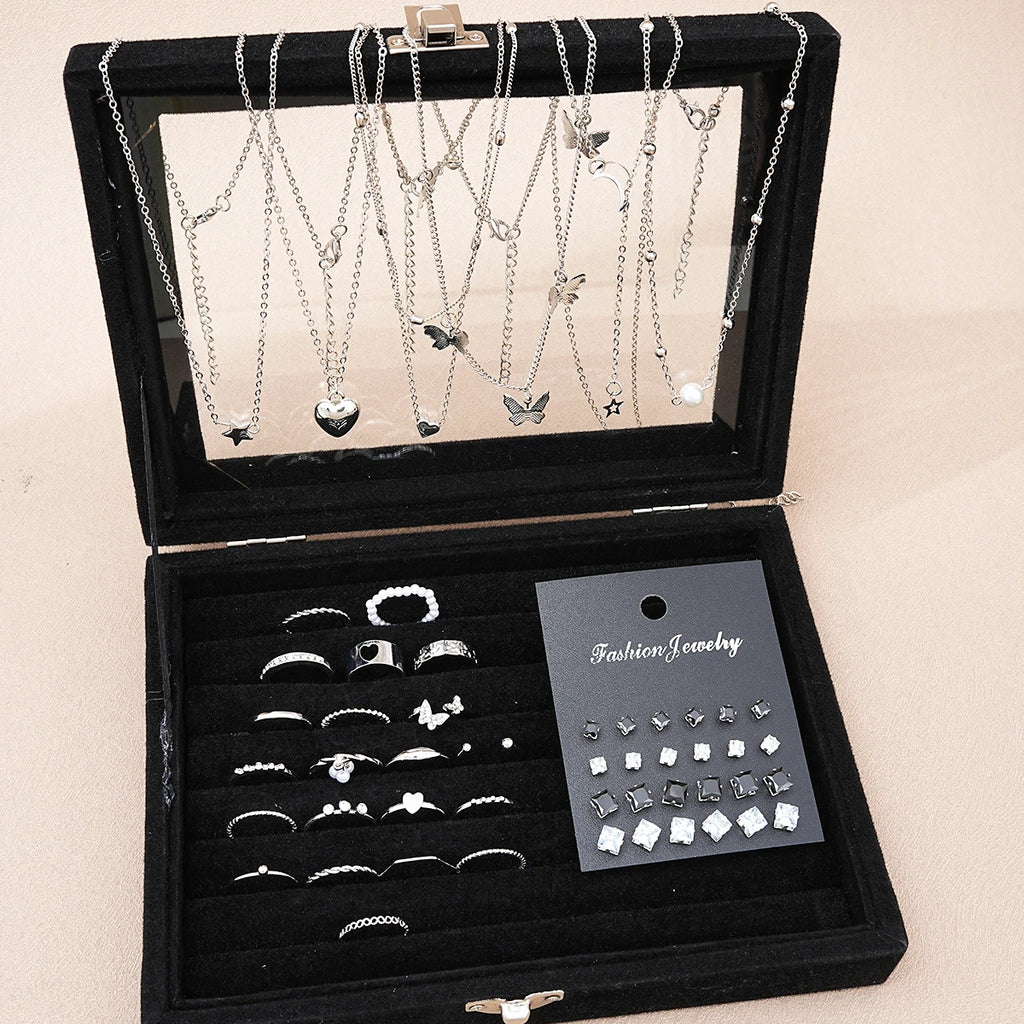 51-Piece Silver Chic Jewelry Set for Women ✨🦋