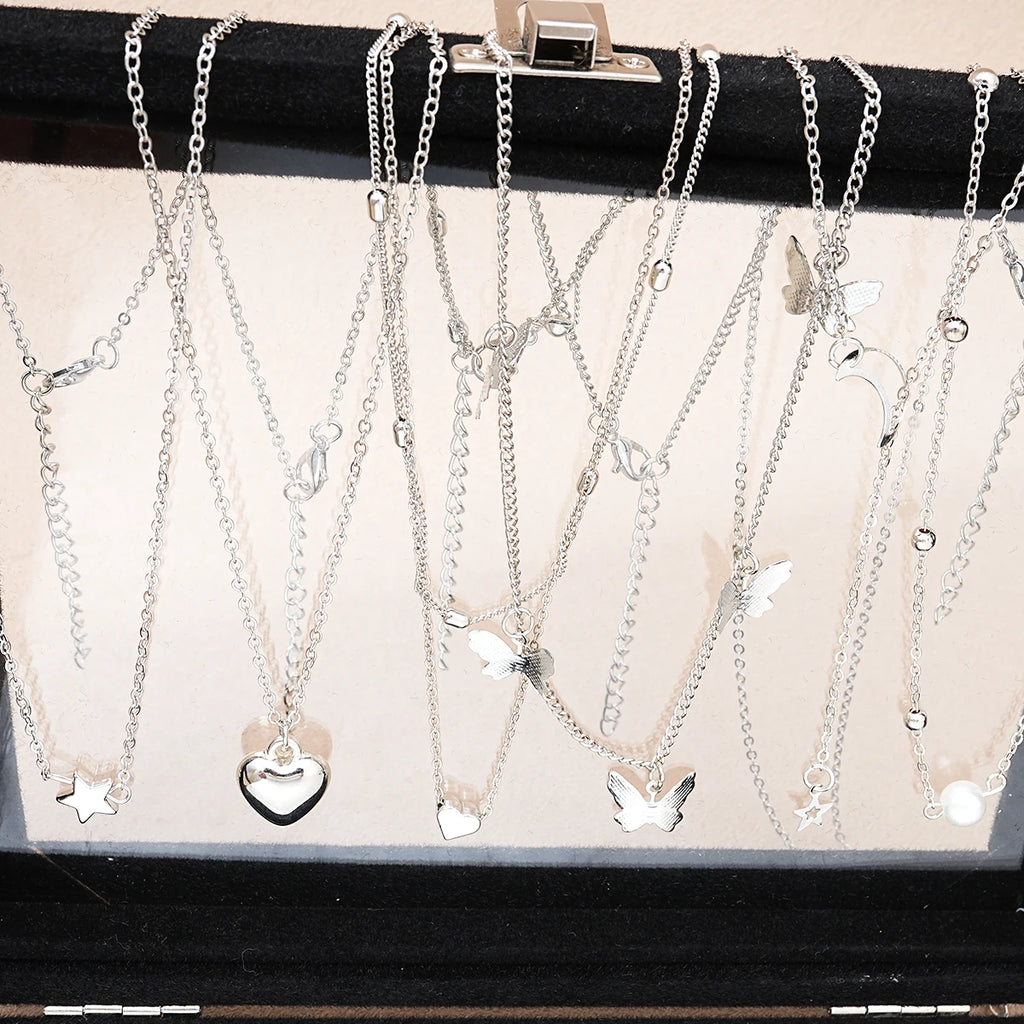 51-Piece Silver Chic Jewelry Set for Women ✨🦋